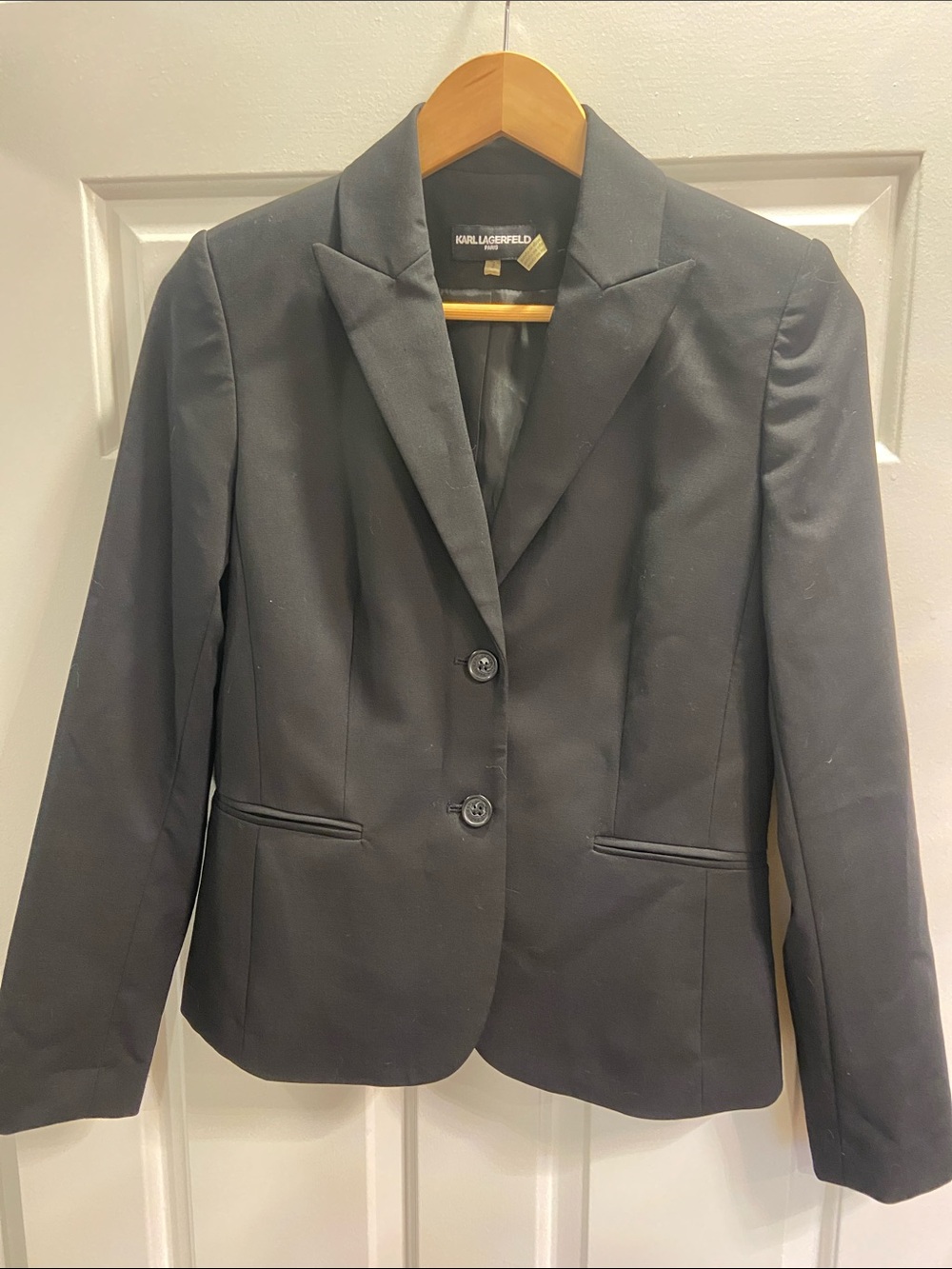 Karl Lagerfeld Black Classic Notch Lapel Blazer